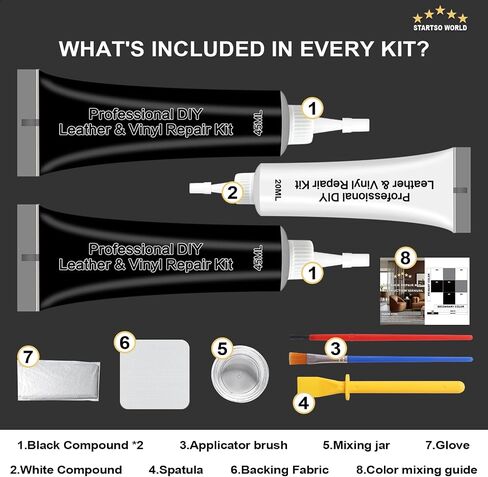 STARTSO WORLD Cream Leather Repair Kit for Furniture, Leather & Vinyl Repair kit for Car Interior, Couches, Car Seat, Jacket, Sofa, Boat or and Purse, Restores Faux, Artificial, Genuine Pleather in Saudi Arabia