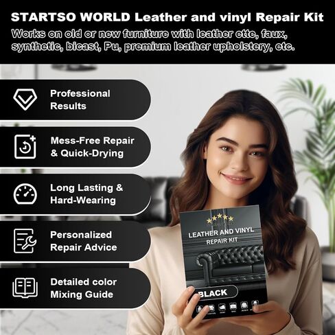 STARTSO WORLD Cream Leather Repair Kit for Furniture, Leather & Vinyl Repair kit for Car Interior, Couches, Car Seat, Jacket, Sofa, Boat or and Purse, Restores Faux, Artificial, Genuine Pleather in Saudi Arabia