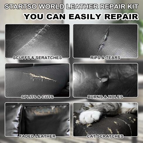 STARTSO WORLD Cream Leather Repair Kit for Furniture, Leather & Vinyl Repair kit for Car Interior, Couches, Car Seat, Jacket, Sofa, Boat or and Purse, Restores Faux, Artificial, Genuine Pleather in Saudi Arabia