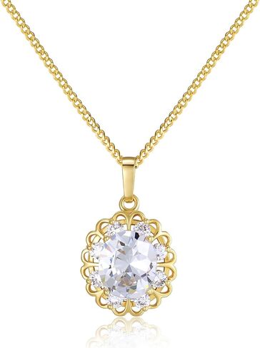 14K Gold Plated Geometric Crystal Pendant Necklace, Delicate Chain with Drop Design in Saudi Arabia