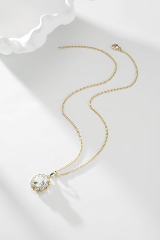 14K Gold Plated Geometric Crystal Pendant Necklace, Delicate Chain with Drop Design in Saudi Arabia