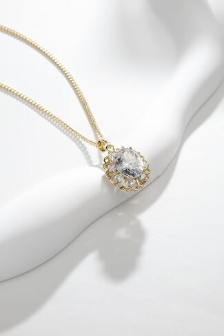 14K Gold Plated Geometric Crystal Pendant Necklace, Delicate Chain with Drop Design in Saudi Arabia