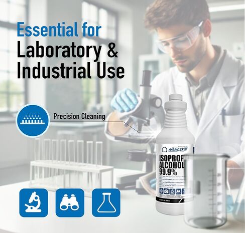 Nanoskin 99.9 ٪ Isopropyl alcohol عالي النقاء IPA 13.53 Fl Oz (400 مل)-التبخر السريع ، لا مذيب بقايا للإلكترونيات ، PCB ، طباعة ثلاثية الأبعاد ، البصريات ، السيارات ، إزالة الشحوم | فرك الكحول عبوة واحدة in Kuwait