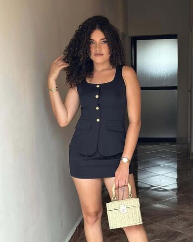 Women's Summer 2 Piece Outfit Sleeveless Blazer Vest Mini Skirt Set Elegant Button-Up Suit Matching Workwear in Kuwait