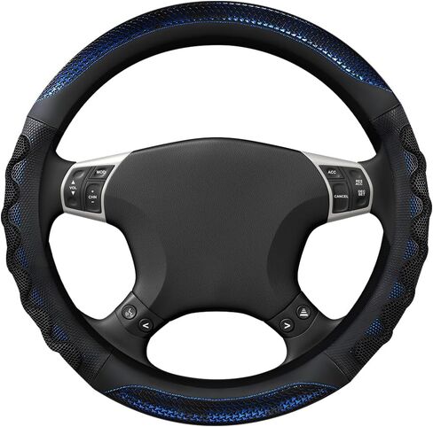 Car Steering Wheel Cover, 15 Inch Leather D-Shaped Comfy Grip Steering Wheel Protector, Anti-Slip Steering Wheel Cover with 3D Honeycomb for Most Vehicles, Car Accessories (Red) in Saudi Arabia