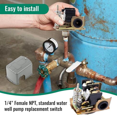 مفتاح Pessure لمضخة البئر ، 30-50psi مفتاح ضغط الماء التفاضلي قابل للتعديل ، استبدل 9013 FSG-2 مفتاح ضغط بئر ، 1/4 " in Kuwait