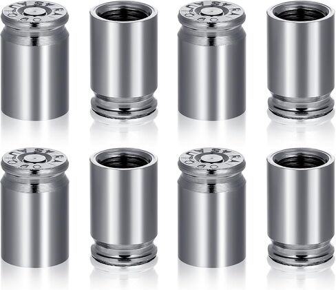 8 Pcs Bullet Valve Stem Caps Aluminum Alloy Tire Valve Stem Caps Dustproof Tire Air Stem Covers for Cars Motorcycle SUV Trucks Bike (Black ＆ Titanium Color) in Saudi Arabia
