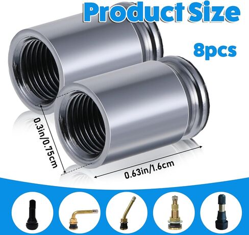 8 Pcs Bullet Valve Stem Caps Aluminum Alloy Tire Valve Stem Caps Dustproof Tire Air Stem Covers for Cars Motorcycle SUV Trucks Bike (Black ＆ Titanium Color) in Saudi Arabia
