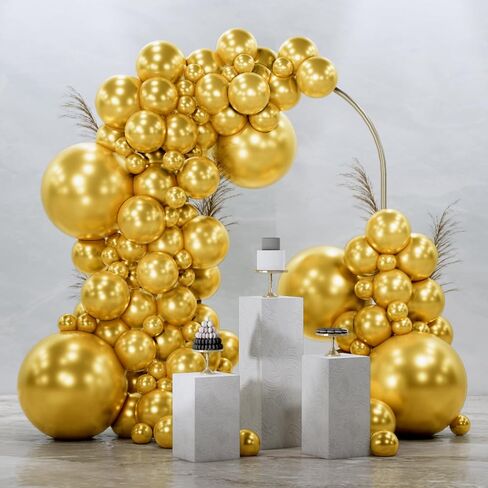 PartyWoo Metallic Gold Balloons 145pcs Chrome Gold Balloons Different Sizes in Kuwait
