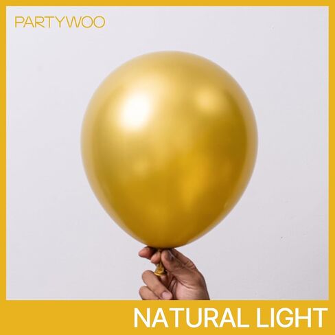 PartyWoo Metallic Gold Balloons 145pcs Chrome Gold Balloons Different Sizes in Kuwait