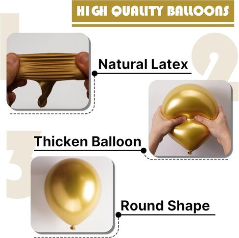 PartyWoo Metallic Gold Balloons 145pcs Chrome Gold Balloons Different Sizes in Kuwait