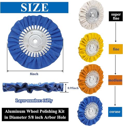 Tnisesm 10Pcs Buffing Wheel Kits,Polishing Wheels Buffing Pads for Drill for Metal Aluminum,Stainless Steel, Chrome, Jewelry, Wood, Plastic, Ceramic, Glass,etc in Kuwait