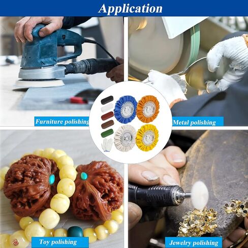 Tnisesm 10Pcs Buffing Wheel Kits,Polishing Wheels Buffing Pads for Drill for Metal Aluminum,Stainless Steel, Chrome, Jewelry, Wood, Plastic, Ceramic, Glass,etc in Kuwait