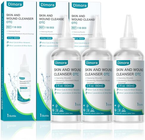 Dimora Skin and Wound Cleanser, OTC First Aid Antiseptic Cleanser,Moistening Absorbent Antibacterial Wound Dressings for Cuts, Abrasions, Lacerations, Burns, Skin Cleansing and Rinsing -8oz / 237mL in Saudi Arabia