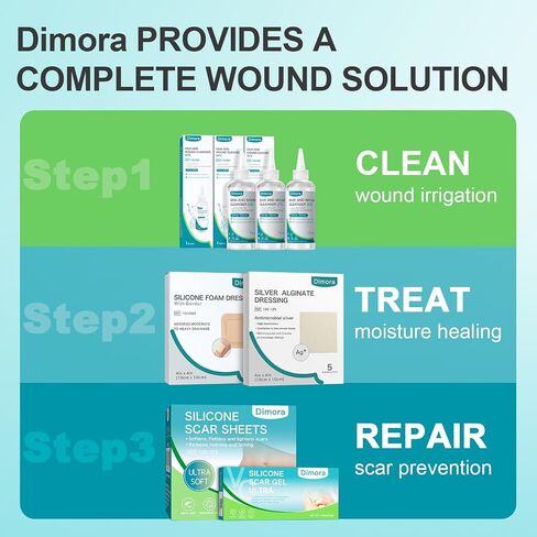 Dimora Skin and Wound Cleanser, OTC First Aid Antiseptic Cleanser,Moistening Absorbent Antibacterial Wound Dressings for Cuts, Abrasions, Lacerations, Burns, Skin Cleansing and Rinsing -8oz / 237mL in Saudi Arabia