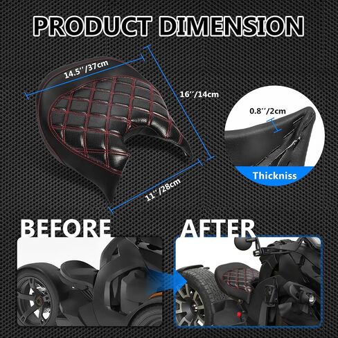 Driver Seat w/Thick Cushion For Can Am Ryker 600 900 Sport Rally Edition 2019-2025 Ryker Seat Accessories(Part#219400795)(Diamond Black Stitches) in Kuwait