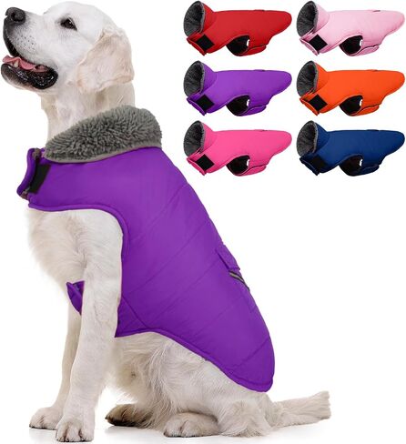 MIGOHI Warm Dog Winter Coat with Leash Hole and Furry Collar,Red,3XL in Saudi Arabia