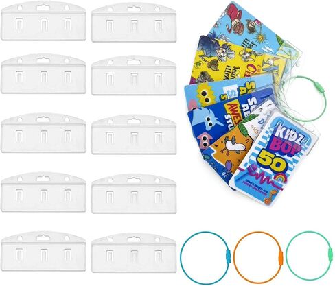 10 حزمة نصف بطاقة شارة بطاقة لبطاقات yoto 3 حلقات حلقة حامل بطاقة قابلة للإزالة مع Grippers Kids Travel Carrier منظم البطاقات الثقيلة تخزين in Kuwait