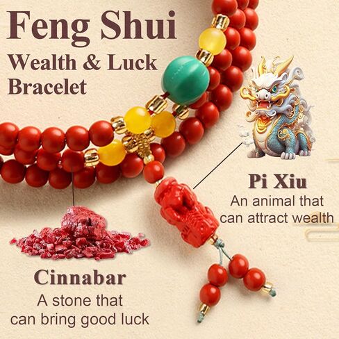 Chinese Feng Shui Good Luck and Wealth Bracelet for Men Women Red Cinnabar Bead,Lucky Bracelets Used to Bring wealth,Success,Money,Attract Wealth Money Feng Shui Jewelry,Wealth and Lucky Protection Amulet Taisman in Kuwait