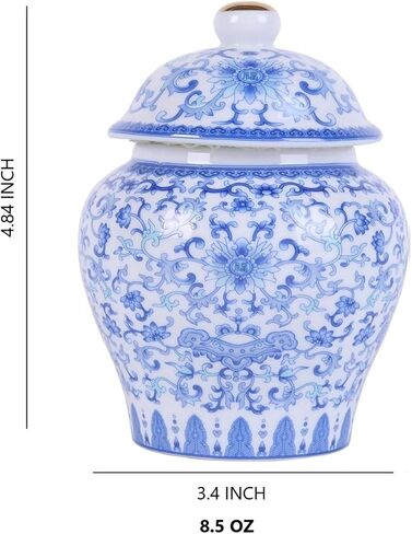 2 Pcs Small Ceramic Ginger Jars with Lid Gift Box Packaging, Chinoiserie Blue and White Porcelain Decorative Jar Jingdezhen Vase Suitable for Home Tabletop Decor Table Accent Shelf in Kuwait
