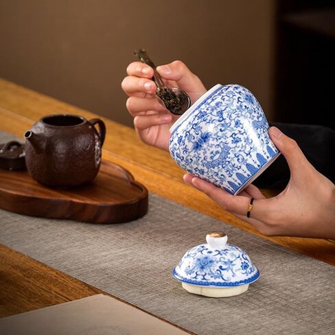 2 Pcs Small Ceramic Ginger Jars with Lid Gift Box Packaging, Chinoiserie Blue and White Porcelain Decorative Jar Jingdezhen Vase Suitable for Home Tabletop Decor Table Accent Shelf in Kuwait