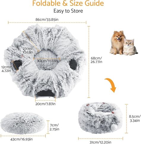 نفق قطط قابل للطي مع حصيرة قابلة للغسل، يتوهج في الظلام، 4 نقاط دخول، للقطط والأرانب والكلاب الصغيرة، نفق على شكل حرف U أو نصف دائرة مع كرة معلقة بيكابو ألعاب ملعب مخفية in Saudi Arabia