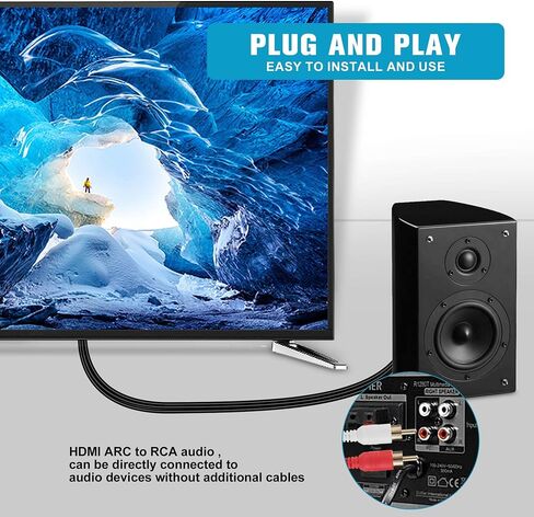 192 كيلو هرتز HDMI ARC إلى محول الصوت البصري للتلفزيون إلى شريط الصوت ، قوس التوصيل والتشغيل 3.7 قدم/1.15M إلى محول مستخرج الصوت الكابل الضوئي لدعم مسرح SOUND SPEAN SPEAND DOLBY/DTS 5.1 in Kuwait