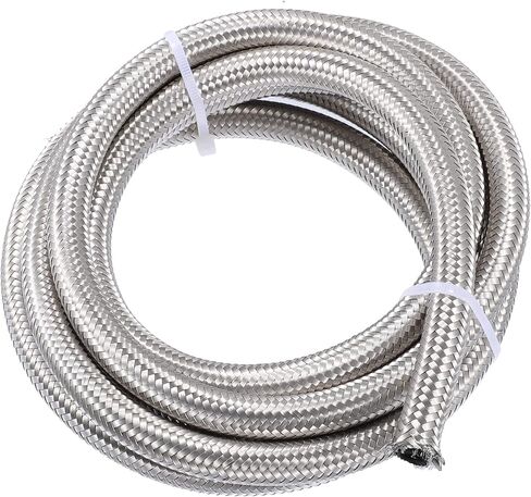 X AUTOHAUX 8ft 4AN Fuel Hose AN4 Universal Car Braided Stainless Steel CPE Oil Fuel Gas Line Hose Silver Tone in Saudi Arabia