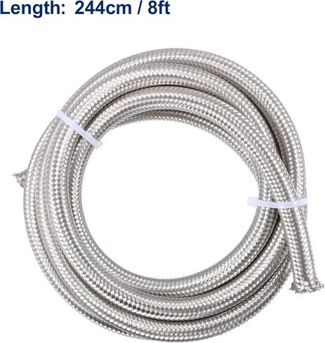 X AUTOHAUX 8ft 4AN Fuel Hose AN4 Universal Car Braided Stainless Steel CPE Oil Fuel Gas Line Hose Silver Tone in Saudi Arabia
