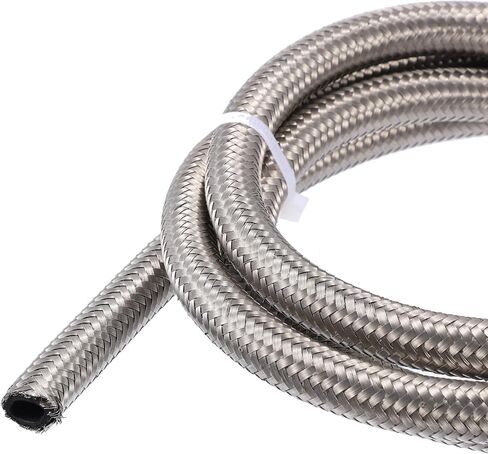X AUTOHAUX 8ft 4AN Fuel Hose AN4 Universal Car Braided Stainless Steel CPE Oil Fuel Gas Line Hose Silver Tone in Saudi Arabia