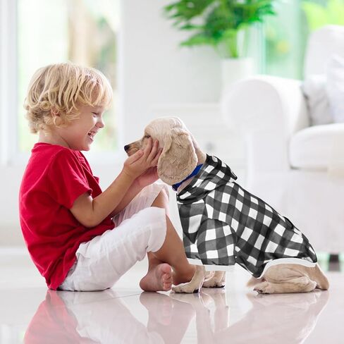 Plaid Dog Sweaters Hoodies Sweatshirts for Dogs Cats, Warm and Soft Cold Weater Coats for Christmas (Blue, Medium) in Saudi Arabia