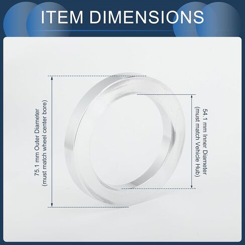 Hub Centric Rings, 66.6mm ID to 75.1mm OD Vehicle Wheel Hubrings Aluminum Alloy, 4 Pcs in Kuwait