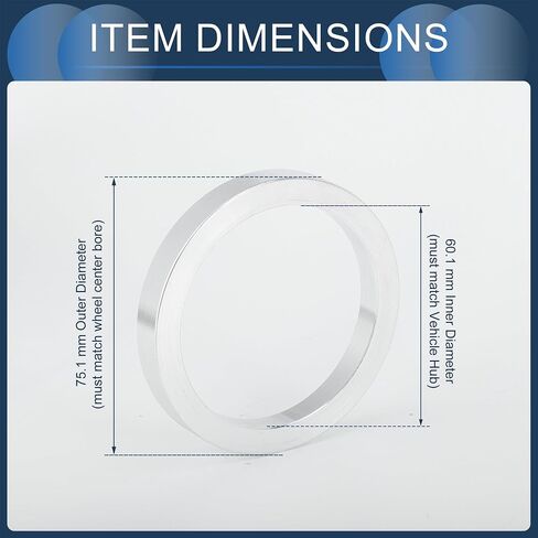 Hub Centric Rings, 66.6mm ID to 75.1mm OD Vehicle Wheel Hubrings Aluminum Alloy, 4 Pcs in Kuwait