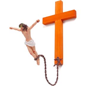 FEXCOFU BunJesus Crucifix,Bungee Jumping Jesus Wall Cross - Unique Renaissance Sculpture Religious Home Décor for Easter,Christmas - Humorous Christian Gift for Friends and Family (Black) in Saudi Arabia