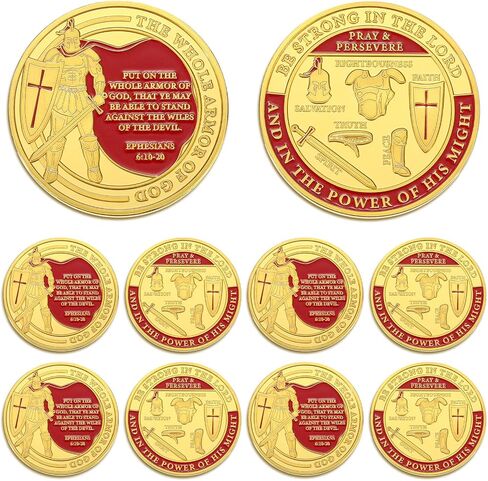Nosiny 10 PCS Armor of God Coin Coin Coin Coin Metal Coin لمدرسة الكنيسة المسيحية (الأسلوب القديم) in Kuwait
