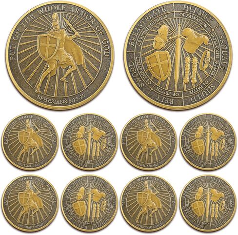 Nosiny 10 PCS Armor of God Coin Coin Coin Coin Metal Coin لمدرسة الكنيسة المسيحية (الأسلوب القديم) in Kuwait