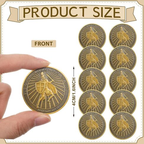 Nosiny 10 PCS Armor of God Coin Coin Coin Coin Metal Coin لمدرسة الكنيسة المسيحية (الأسلوب القديم) in Kuwait