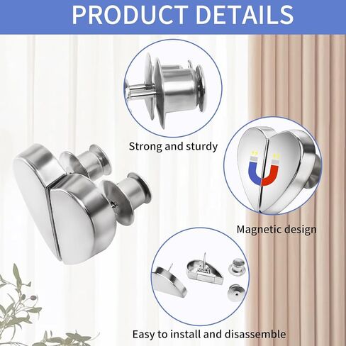 12 Pairs Magnetic Curtain Closure, Magnetic Curtain Clips for Indoor Outdoor Curtains to Prevent Light Leaking, Curtain Magnetic Clips for Home Bedroom Office Draperies in Saudi Arabia