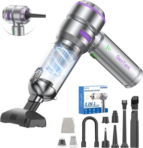 Car Vacuum Portable Cordless with 18000Pa Suction, 4 in 1 Air Duster & Mini Vacuum Cleaner High Power Foldable Rechargeable, Brushless Motor Airify Pro Handheld Vacuum for Car Home Office in Saudi Arabia