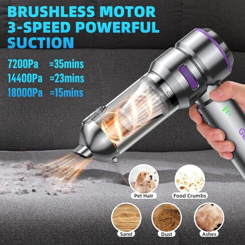 Car Vacuum Portable Cordless with 18000Pa Suction, 4 in 1 Air Duster & Mini Vacuum Cleaner High Power Foldable Rechargeable, Brushless Motor Airify Pro Handheld Vacuum for Car Home Office in Saudi Arabia