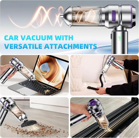 Car Vacuum Portable Cordless with 18000Pa Suction, 4 in 1 Air Duster & Mini Vacuum Cleaner High Power Foldable Rechargeable, Brushless Motor Airify Pro Handheld Vacuum for Car Home Office in Saudi Arabia