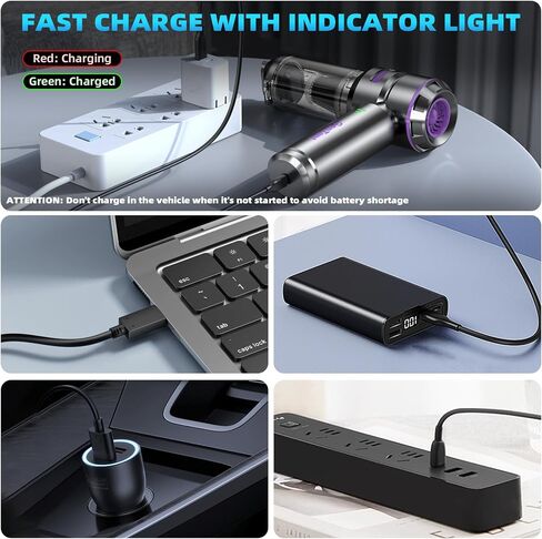 Car Vacuum Portable Cordless with 18000Pa Suction, 4 in 1 Air Duster & Mini Vacuum Cleaner High Power Foldable Rechargeable, Brushless Motor Airify Pro Handheld Vacuum for Car Home Office in Saudi Arabia