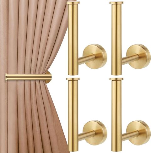 4 Pack Curtain Holdbacks, Metal Curtain Tiebacks, Screw Drilled Curtain Hooks, L-Shaped Curtain Hooks, Drilled Curtain Tiebacks for Home Office Decorative Curtains (Black) in Saudi Arabia