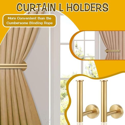 4 Pack Curtain Holdbacks, Metal Curtain Tiebacks, Screw Drilled Curtain Hooks, L-Shaped Curtain Hooks, Drilled Curtain Tiebacks for Home Office Decorative Curtains (Black) in Saudi Arabia