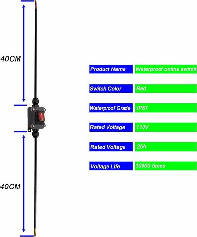 مفتاح DC 12V المضمن DC 12-24V ، مفاتيح الأسلاك الجانبية DPST DPST 25A مفتاح الطاقة المضمّن ، مفاتيح مضمّنة للماء IP67 للدراجة النارية والسيارات. (DC) in Saudi Arabia