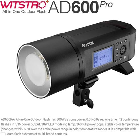 Godox AD600Pro II الكل في واحد ضوء فلاش خارجي 600 وات 2.4 جيجا بايت لاسلكي Speedlite TTL فلاش تلقائي 1/8000 ثانية HSS 0.01-0.09 ثانية وقت إعادة التدوير مع ضوء تشكيل ثنائي اللون 40 وات بطارية ليثيوم 2600 مللي أمبير في الساعة in Saudi Arabia