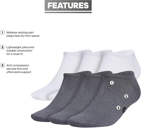 Superlite Classic No Show Socks low-profile fit, arch-compression and lightweight breathable construction (6-Pair) in Kuwait