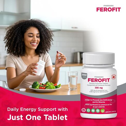 Ferofit - Ferrous Fumarate Tablets 300mg | 100mg of Elemental Iron | Prevent Iron Deficiency Anemia | Prevent Associated Tiredness & Fatigue in Saudi Arabia