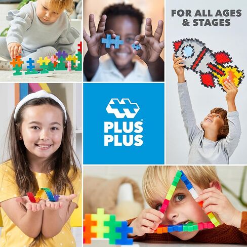 PLUS PLUS 240 Piece Interlocking Building Blocks for Kids, Open Ended Connecting Toys, STEM Bin Mini Manipulatives - Basic Mix Play Tube & Baseplate in Kuwait