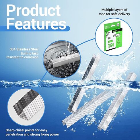 Meite T50 Staples Staples Marine ، 9/16 بوصة من المواد الغذائية الثقيلة للبندقية الأساسية - 1512 التهم ، 20 مقياس 3/8 بوصة التاج T50 من المواد الغامضة للمياه المالحة ، التطبيقات البحرية in Kuwait
